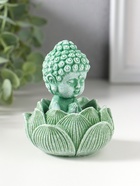 Фигурка полистоун «Лотос и маленький Будда», зелёный, 7.5×7.5×9.5 см  (артикул 10956764)  большой выбор товаров оптом и в розницу по низким ценам с доставкой