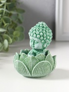 Фигурка полистоун «Лотос и маленький Будда», зелёный, 7.5×7.5×9.5 см  (артикул 10956764)  большой выбор товаров оптом и в розницу по низким ценам с доставкой