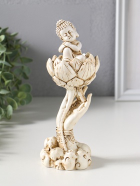 Фигурка полистоун «Рука с лотосом и Буддой», беж, 7×7.5×18 см  (артикул 10956772)  большой выбор товаров оптом и в розницу по низким ценам с доставкой