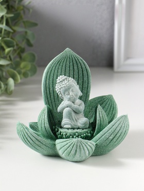 Фигурка полистоун «Лотос и Будда», зелёный, 12.5×12.5×11 см  (артикул 10956774)  большой выбор товаров оптом и в розницу по низким ценам с доставкой