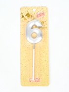 УЦЕНКА Свеча в торт на шпажке «Грань», цифра 6, серебро, 5 см - Фото 2