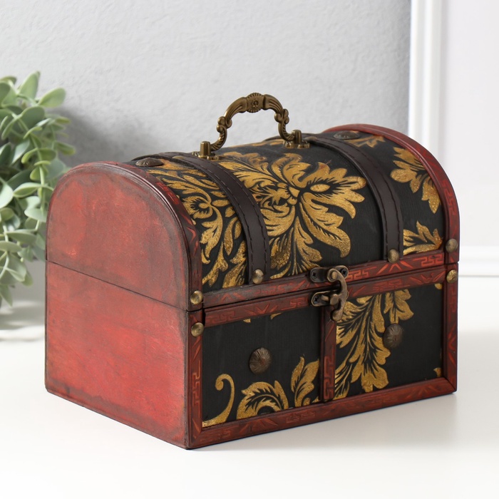 УЦЕНКА Шкатулка сундук дерево "Узоры" 20х15х15,5 см - Фото 1