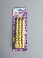 УЦЕНКА Набор свечей витых, 1.5×15 см, 3 штуки, золотой - Фото 2