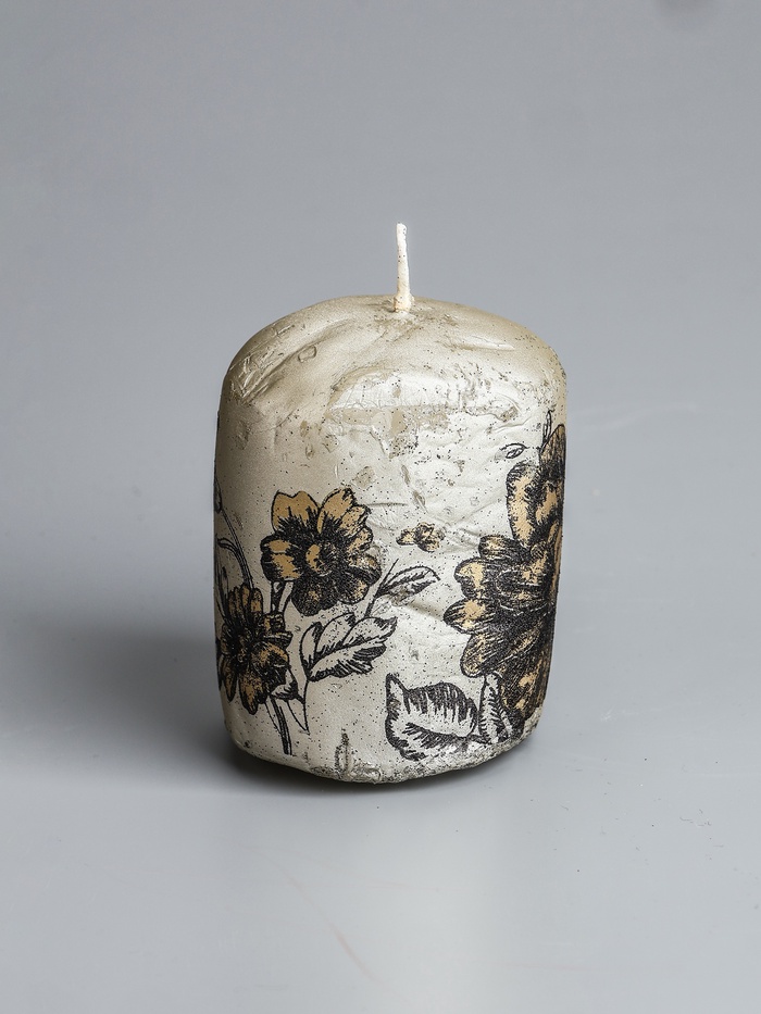 УЦЕНКА Свеча - цилиндр «Пионы», 7×9 см, шампань - Фото 1