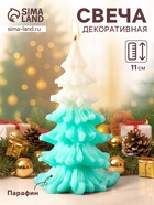 УЦЕНКА Свеча «Ёлочка новогодняя», 60×110 мм, 2-х цветная, зелёная 11012926