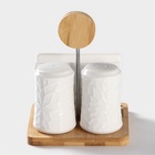 УЦЕНКА Набор для специй на дер подставке 3 пр "Bella Tenero.Кракле" солонка, перечница, салфетница 4 - Фото 3