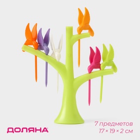 УЦЕНКА Набор для канапе «Птицы», на подставке, 6 шпажек, МИКС