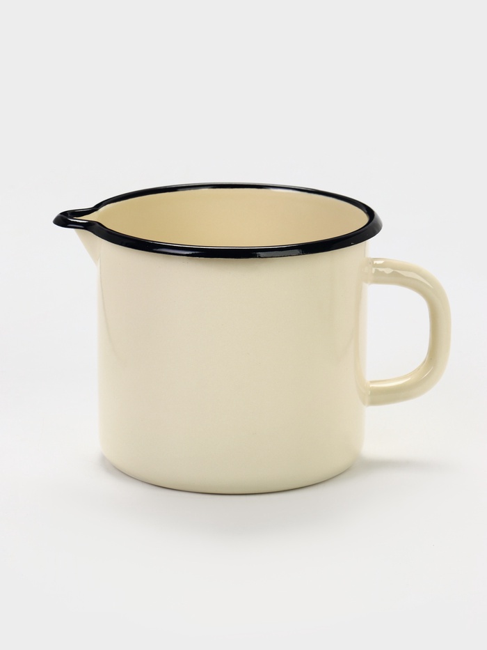 УЦЕНКА Кружка эмалированная, 1 л, с носиком, без декора, слоновая кость - Фото 1