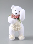 УЦЕНКА Декор "Белый мишка с бантиком в бусинках" 20,5х10х9 см - Фото 2