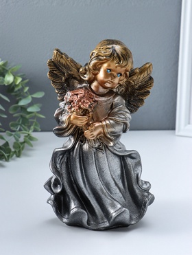 Фигура гипс «Ангел в платье», бронза, 25×15×15 см  (артикул 10994837)  большой выбор товаров оптом и в розницу по низким ценам с доставкой