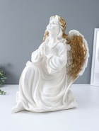Фигура гипс «Ангел на колене», белый с золотом, 58×48×38 см  (артикул 10994841)  большой выбор товаров оптом и в розницу по низким ценам с доставкой