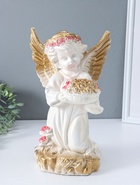 Фигура гипс «Ангел с букетом», перламутр с золотом, 37×23×23 см  (артикул 10994848)  большой выбор товаров оптом и в розницу по низким ценам с доставкой