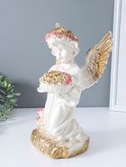 Фигура гипс «Ангел с букетом», перламутр с золотом, 37×23×23 см  (артикул 10994848)  большой выбор товаров оптом и в розницу по низким ценам с доставкой
