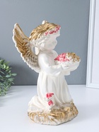Фигура гипс «Ангел с букетом», перламутр с золотом, 37×23×23 см  (артикул 10994848)  большой выбор товаров оптом и в розницу по низким ценам с доставкой