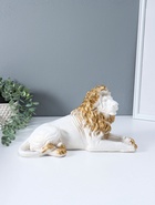 Фигура гипс «Лев африканский лежит», белый с золотом, 18×40×20 см  (артикул 10994906)  большой выбор товаров оптом и в розницу по низким ценам с доставкой