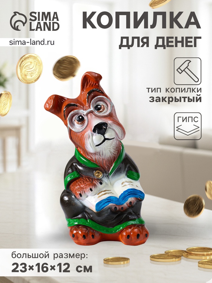 Копилка для денег «Пёс-профессор», 23×16×12 см