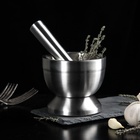 УЦЕНКА Ступка с толкушкой Доляна Steel, d=10 см, нержавеющая сталь, серебристая - Фото 1