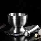 УЦЕНКА Ступка с толкушкой Доляна Steel, d=10 см, нержавеющая сталь, серебристая - Фото 2