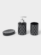 УЦЕНКА Набор аксессуаров для ванной Доляна «Марокко», 3 предмета: мыльница, дозатор для мыла, стакан, чёрный - Фото 1