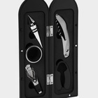 УЦЕНКА Набор для вина в кейсе Доляна «Бутылка», 5 предметов: пробка, кольцо, каплеуловитель, штопор, нож для срезания фольги - Фото 3