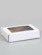 Коробка самосборная, белая, с окном, для подарков, хранения и отправки посылок, 21×15×5 см  (артикул 10989321)  большой выбор товаров оптом и в розницу по низким ценам с доставкой