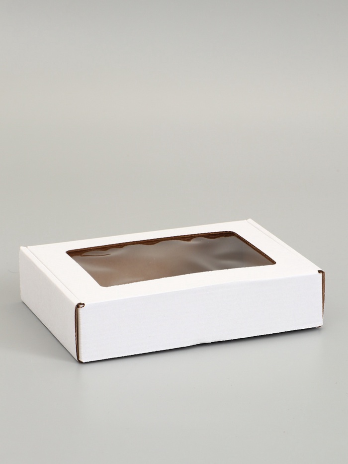 Коробка самосборная, белая с окном, 21 х 15 х 5 см