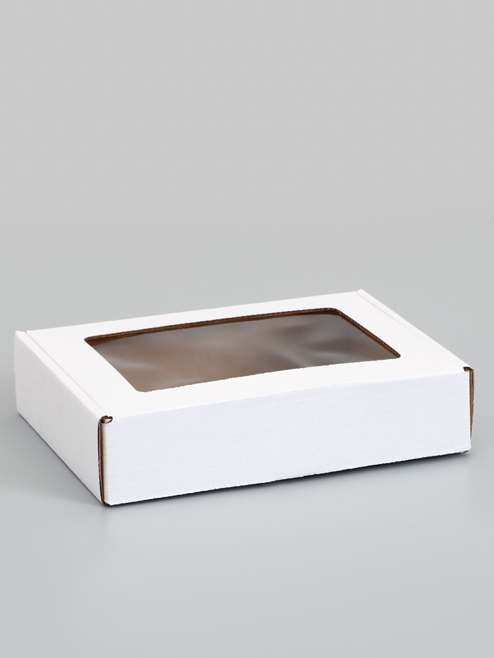 Коробка самосборная, белая, с окном, для подарков, хранения и отправки посылок, 21×15×5 см