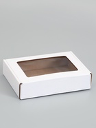 Коробка самосборная, белая, с окном, для подарков, хранения и отправки посылок, 21×15×5 см  (артикул 10989321)  большой выбор товаров оптом и в розницу по низким ценам с доставкой