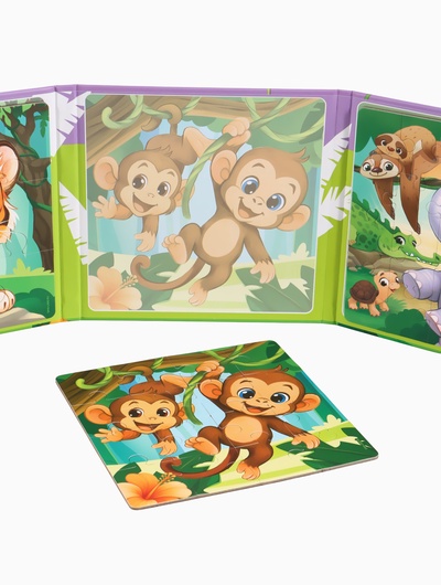 Магнитные пазлы для малышей «Зверята», книга 3 в 1, Крошка Я