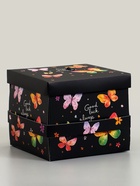 Коробка-сюрприз подарочная «Бабочки, Всегда», с вылетающими бабочками, чёрный, 14.5×14.5×12.7 см  (артикул 10947853)  большой выбор товаров оптом и в розницу по низким ценам с доставкой