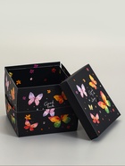 Коробка-сюрприз подарочная «Бабочки, Всегда», с вылетающими бабочками, чёрный, 14.5×14.5×12.7 см  (артикул 10947853)  большой выбор товаров оптом и в розницу по низким ценам с доставкой