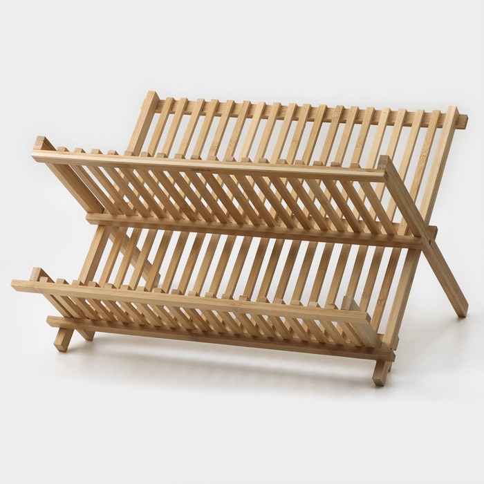 УЦЕНКА Сушилка для посуды «Бамбуковый лес» 43×38 см, 2 яруса - Фото 1