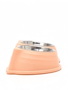 Миска двойная «Кисы», 28×16.3×7.3 см, на пластиковом основании, металл, розовая - фото 809616648