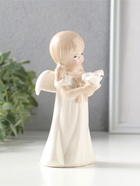 Фигурка керамика «Девочка-ангел с хвостиками в белом платье с розой в руках», 7×7×14.2 см  (артикул 10932637)  большой выбор товаров оптом и в розницу по низким ценам с доставкой