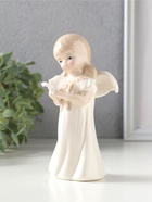 Фигурка керамика «Девочка-ангел с хвостиками в белом платье с розой в руках», 7×7×14.2 см  (артикул 10932637)  большой выбор товаров оптом и в розницу по низким ценам с доставкой