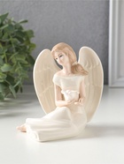 Фигурка керамика «Девушка-ангел в белом платье, с белой розой в ладонях», 11.3×10×9.8 см  (артикул 10932638)  большой выбор товаров оптом и в розницу по низким ценам с доставкой