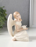 Фигурка керамика «Девушка-ангел в белом платье, с белой розой в ладонях», 11.3×10×9.8 см  (артикул 10932638)  большой выбор товаров оптом и в розницу по низким ценам с доставкой
