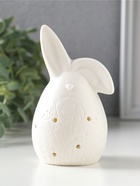 Фигурка светящаяся керамика «Белый зайчик-яйцо с цветами на пузе», 3×LR44, 6.7×6.2×11.6 см  (артикул 10933421)  большой выбор товаров оптом и в розницу по низким ценам с доставкой