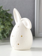Фигурка светящаяся керамика «Белый зайчик-яйцо с цветами на пузе», 3×LR44, 6.7×6.2×11.6 см  (артикул 10933421)  большой выбор товаров оптом и в розницу по низким ценам с доставкой