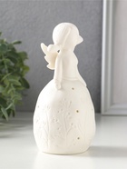 Фигурка светящаяся керамика «Девочка в платье с растениями», белый, 3×LR44, 6.6×6.2×13.5 см  (артикул 10933422)  большой выбор товаров оптом и в розницу по низким ценам с доставкой