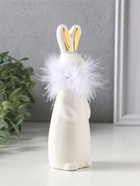 Фигурка керамика «Белый зайка с ожерельем из пуха», 5×4.5×17 см  (артикул 10933423)  большой выбор товаров оптом и в розницу по низким ценам с доставкой