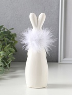 Фигурка керамика «Белый зайка с ожерельем из пуха», 5×4.5×17 см  (артикул 10933423)  большой выбор товаров оптом и в розницу по низким ценам с доставкой