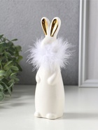 Фигурка керамика «Белый зайка с ожерельем из пуха», 5×4.5×17 см  (артикул 10933423)  большой выбор товаров оптом и в розницу по низким ценам с доставкой