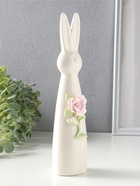 Фигура керамика «Белый зайчик с розовой розой», 6×5×25.5 см  (артикул 10933425)  большой выбор товаров оптом и в розницу по низким ценам с доставкой