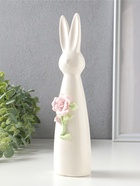 Фигура керамика «Белый зайчик с розовой розой», 6×5×25.5 см  (артикул 10933425)  большой выбор товаров оптом и в розницу по низким ценам с доставкой