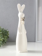 Фигура керамика «Белый заяц с золотым бантом», 7.8×6.3×30.8 см  (артикул 10933429)  большой выбор товаров оптом и в розницу по низким ценам с доставкой