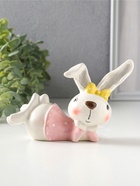 Фигурка керамика «Зайка с жёлтым бантом в розовой кофте в горох», 15.1×6.8×9.4 см  (артикул 10933912)  большой выбор товаров оптом и в розницу по низким ценам с доставкой