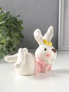 Фигурка керамика «Зайка с жёлтым бантом в розовой кофте в горох», 15.1×6.8×9.4 см  (артикул 10933912)  большой выбор товаров оптом и в розницу по низким ценам с доставкой