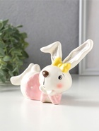 Фигурка керамика «Зайка с жёлтым бантом в розовой кофте в горох», 15.1×6.8×9.4 см  (артикул 10933912)  большой выбор товаров оптом и в розницу по низким ценам с доставкой