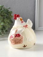 Фигурка керамика «Курочка-наседка в сливочном, с корзинкой цветов», 10.1×9.4×10.7 см  (артикул 10933913)  большой выбор товаров оптом и в розницу по низким ценам с доставкой